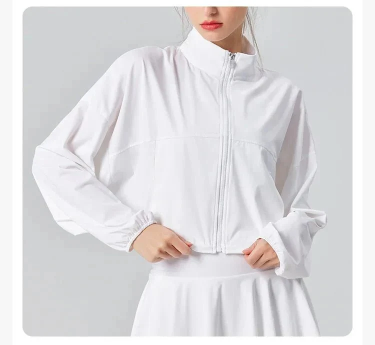 Stand Collar UPF50+ Crop Sport Jacket - Imagen 6