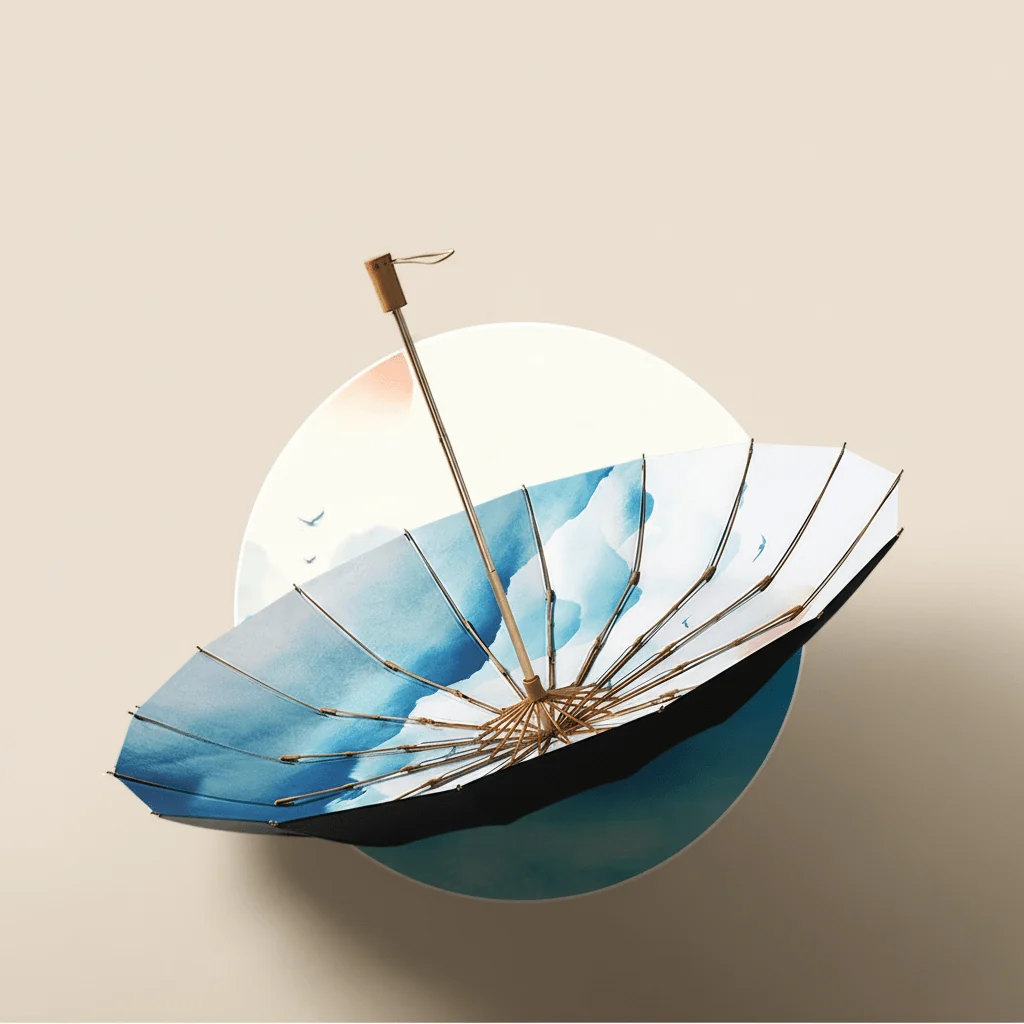 Retro-style Three-fold Manual Umbrella UPF50+ - Imagen 5