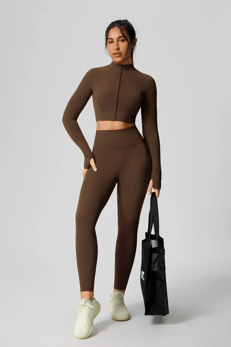 Zip Thumbhole Crop Yoga Jacket - Imagen 6