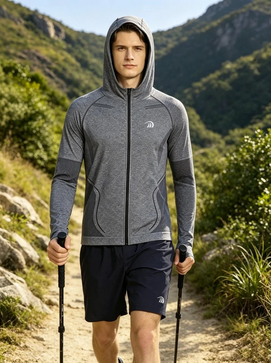 Men’s Seamless Hooded Athletic Jacket - Imagen 9