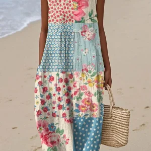 Vestido Midi Patchwork - Anna