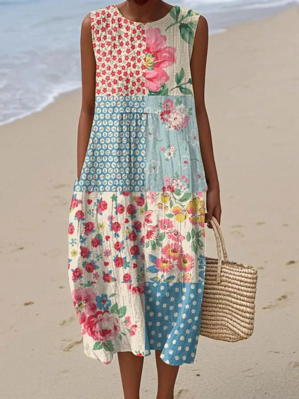Vestido Midi Patchwork - Anna