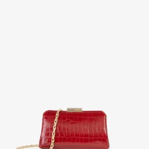 BOLSO VALENTINO GLACE CLATCH COCODRILO ROJO