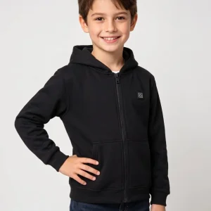 Boys Black Heated Zip-Up Hoodie