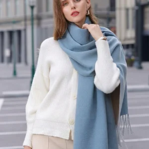 Women Ladies Solid Fringe Scarf