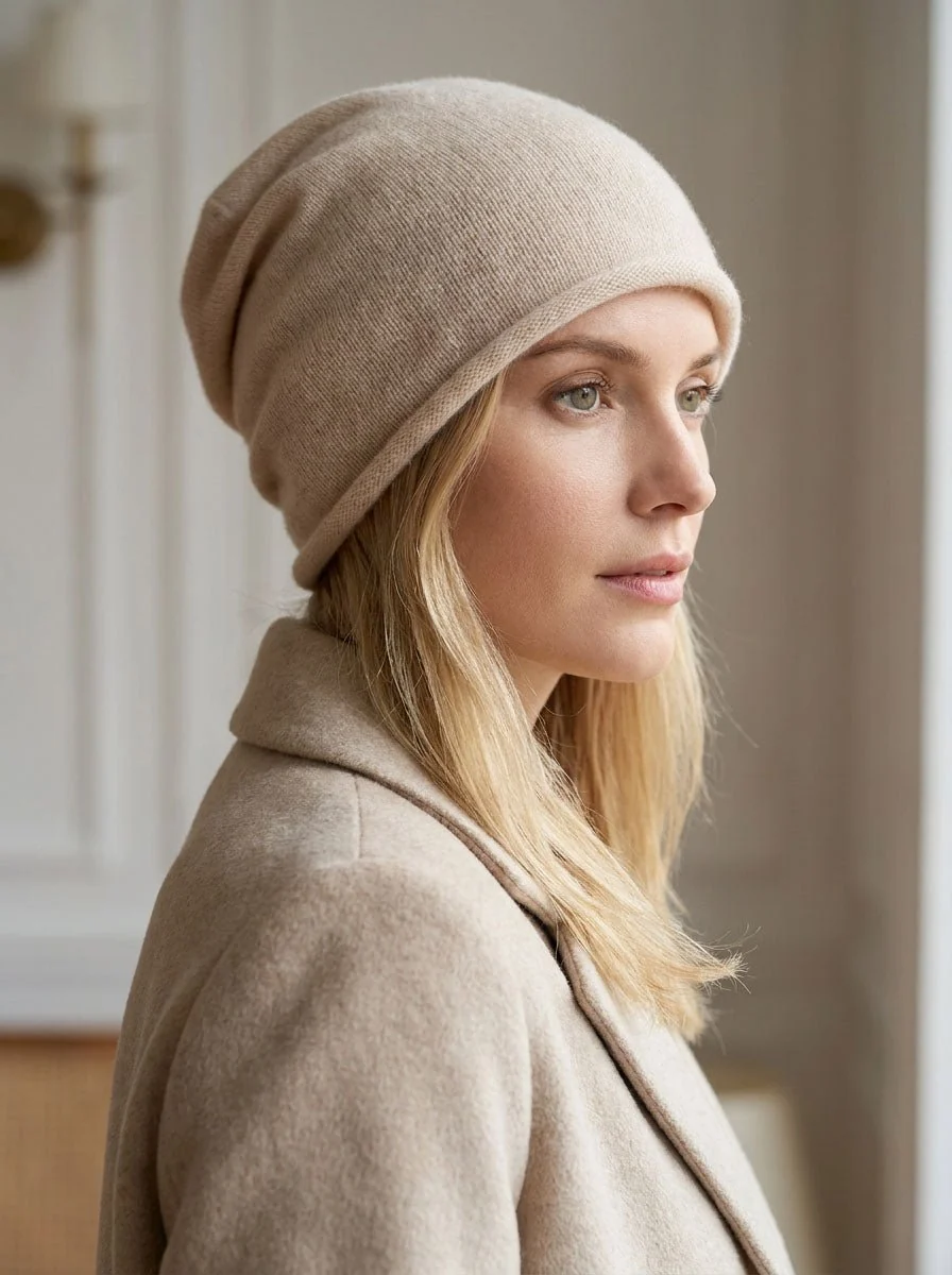 Women Pure Cashmere Slouchy Beanie Hat - Imagen 2