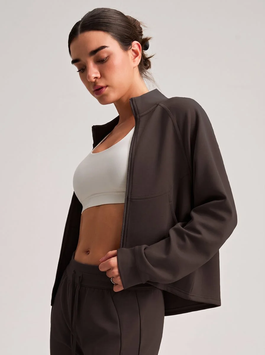 Cropped Stand Collar Athletic Jacket - Imagen 9