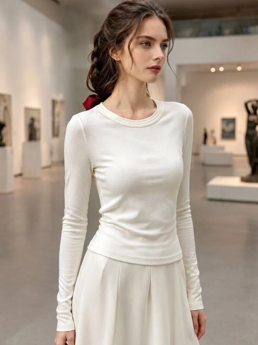 Wool Blend Crew Neck Base Layer Top - Imagen 5