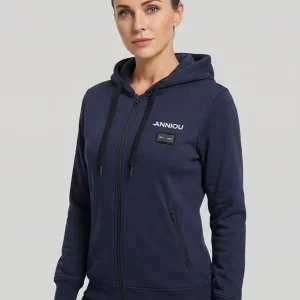 Women's Navy Blue Zip Heated Hoodie