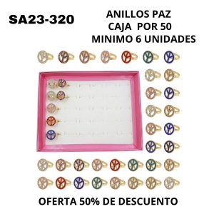 SA23-320 ANILLOS PAZ Y AMOR BRILLO