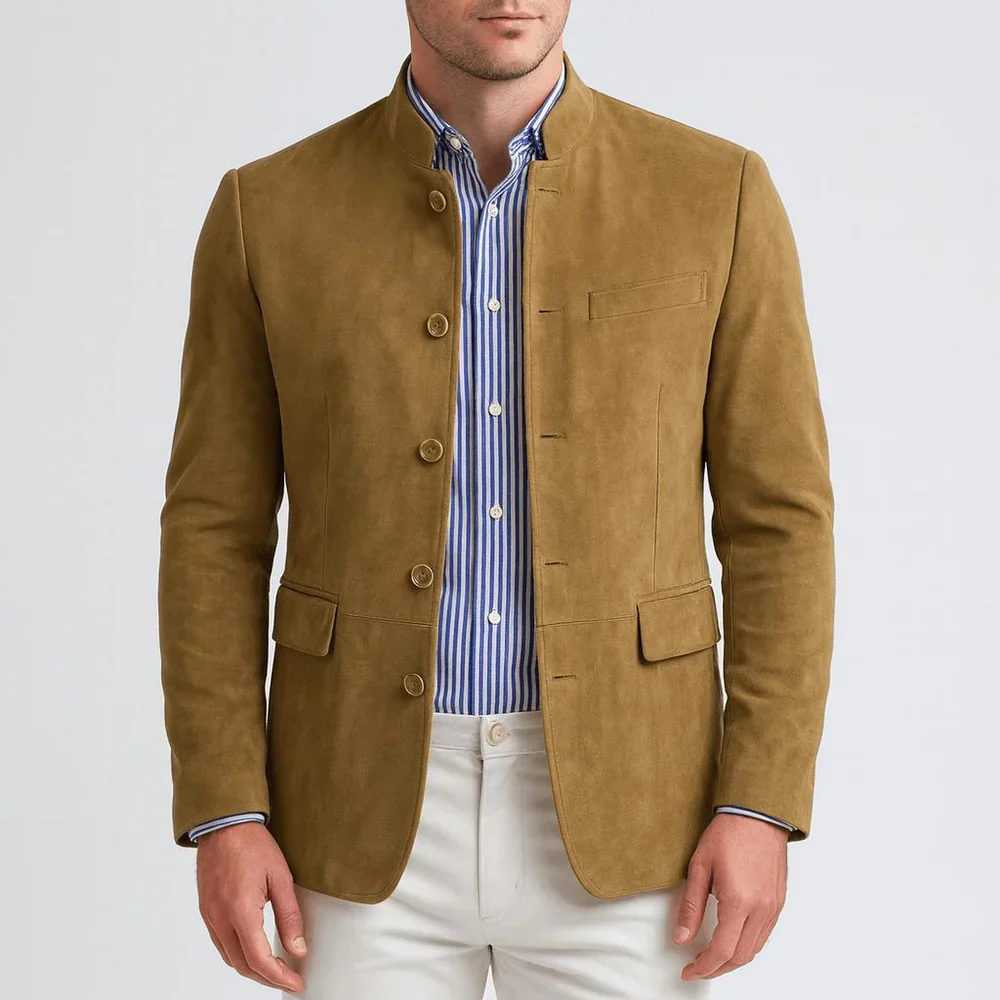 Blazer de Ante con Cuello Mao - Imagen 4