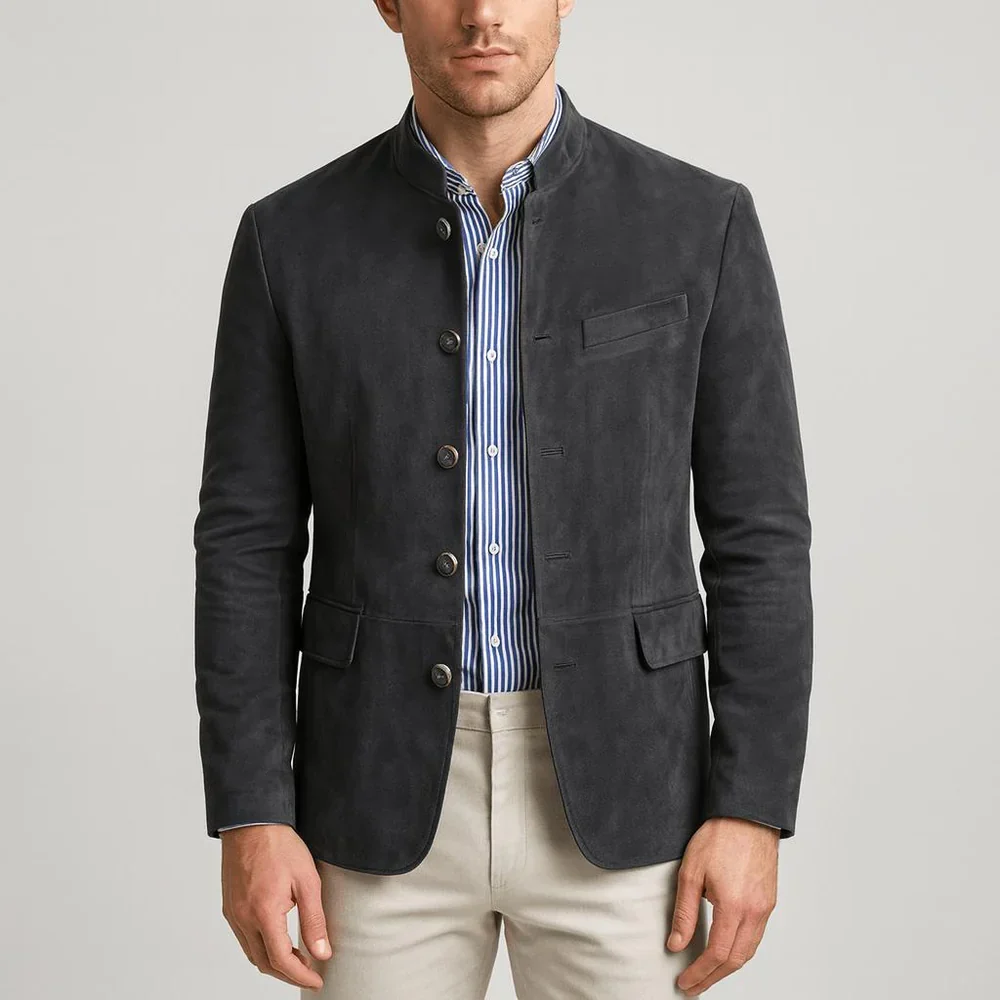 Blazer de Ante con Cuello Mao - Imagen 5