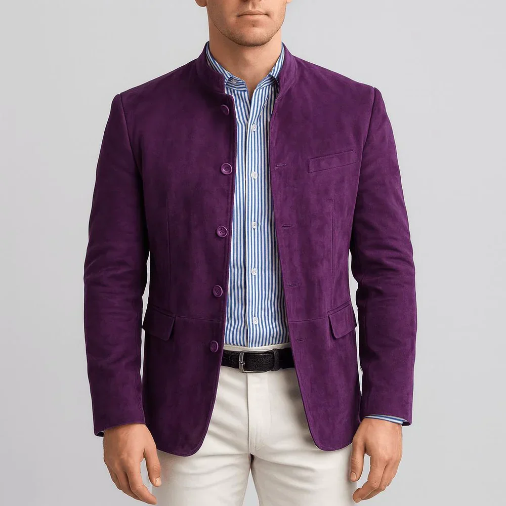 Blazer de Ante con Cuello Mao - Imagen 6