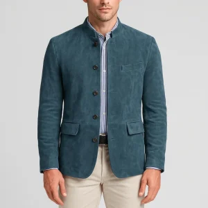 Blazer de Ante con Cuello Mao