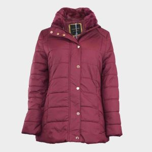 Anorak de mujer con cuello subido con cremallera y botones con pespuntes que adornan