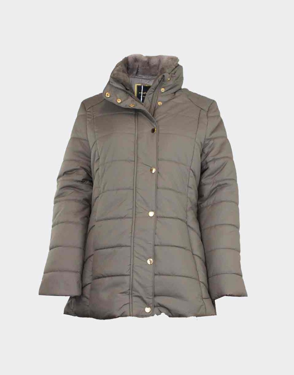 Anorak de mujer con cuello subido con cremallera y botones con pespuntes que adornan - Imagen 3