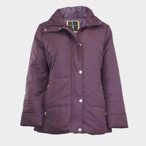 Anorak de mujer con cremallera y botones tejido con pequeña muestra geométrica