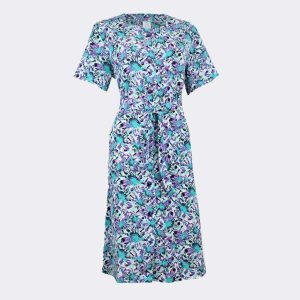 Bata vestido mujer tela bambula estampado flores abstractas