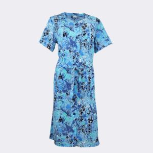 Bata vestido mujer tela bambula estampado abstracto