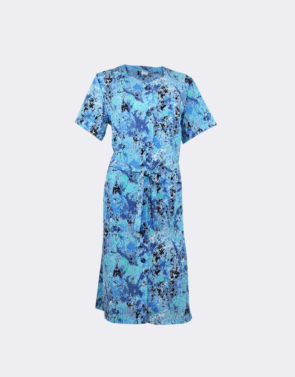 Bata vestido mujer tela bambula estampado abstracto