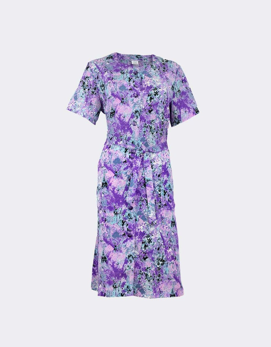 Bata vestido mujer tela bambula estampado abstracto - Imagen 3