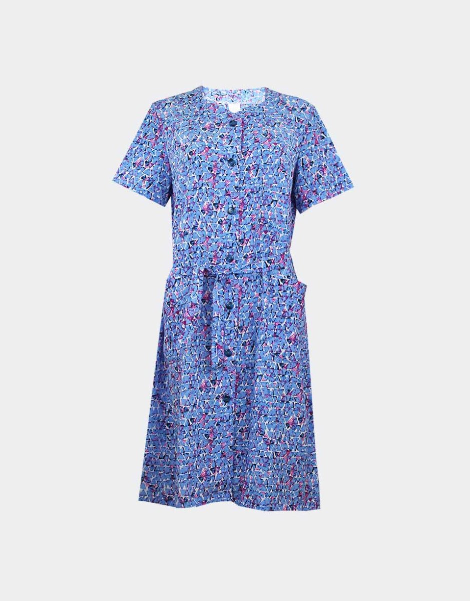 Bata mujer vestido TELA BAMBULA estampado pequeños ‘triángulos abstractos’ - Imagen 2