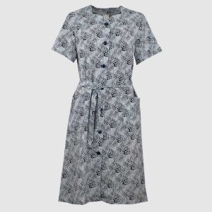 Bata vestido mujer TELA BAMBULA estampado marino-blanco