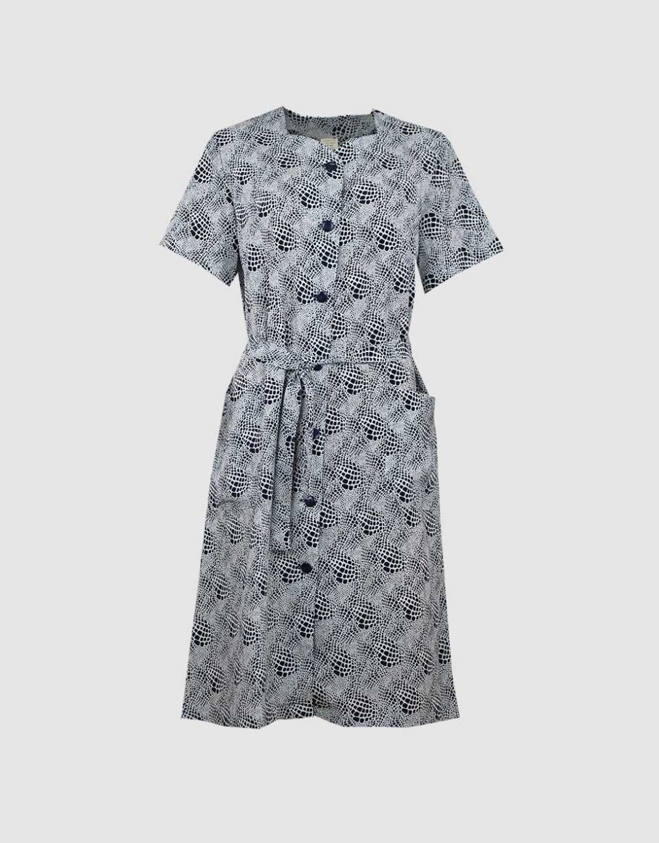 Bata vestido mujer TELA BAMBULA estampado marino-blanco