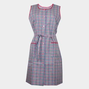 Bata mujer sin mangas TELA cuadros azules, verde, rosa,… bies rosa