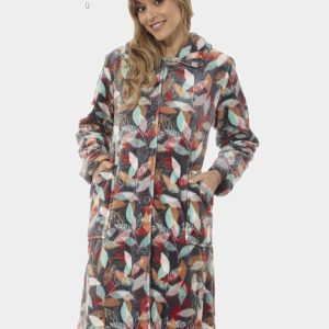 Batín de mujer CORALINA estampado hojas colorines