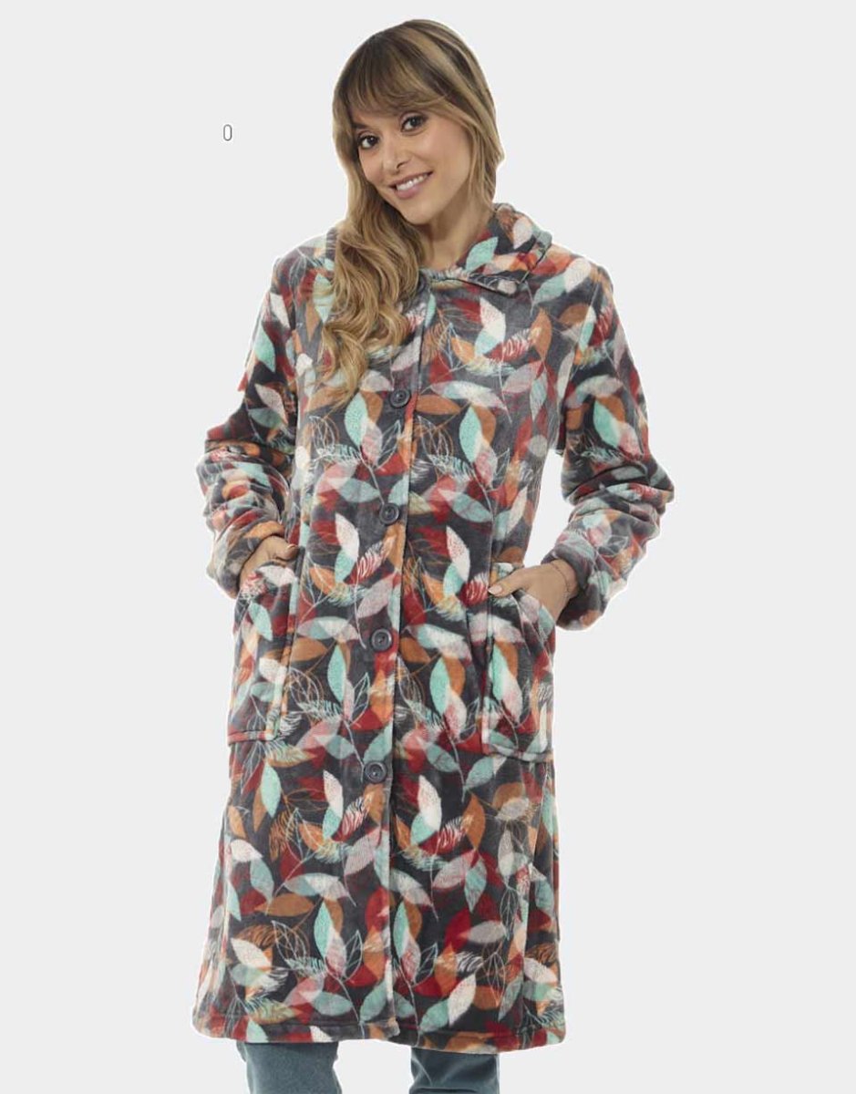 Batín de mujer CORALINA estampado hojas colorines - Imagen 2