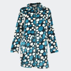 Batín mujer coralina cremallera estampado lunares