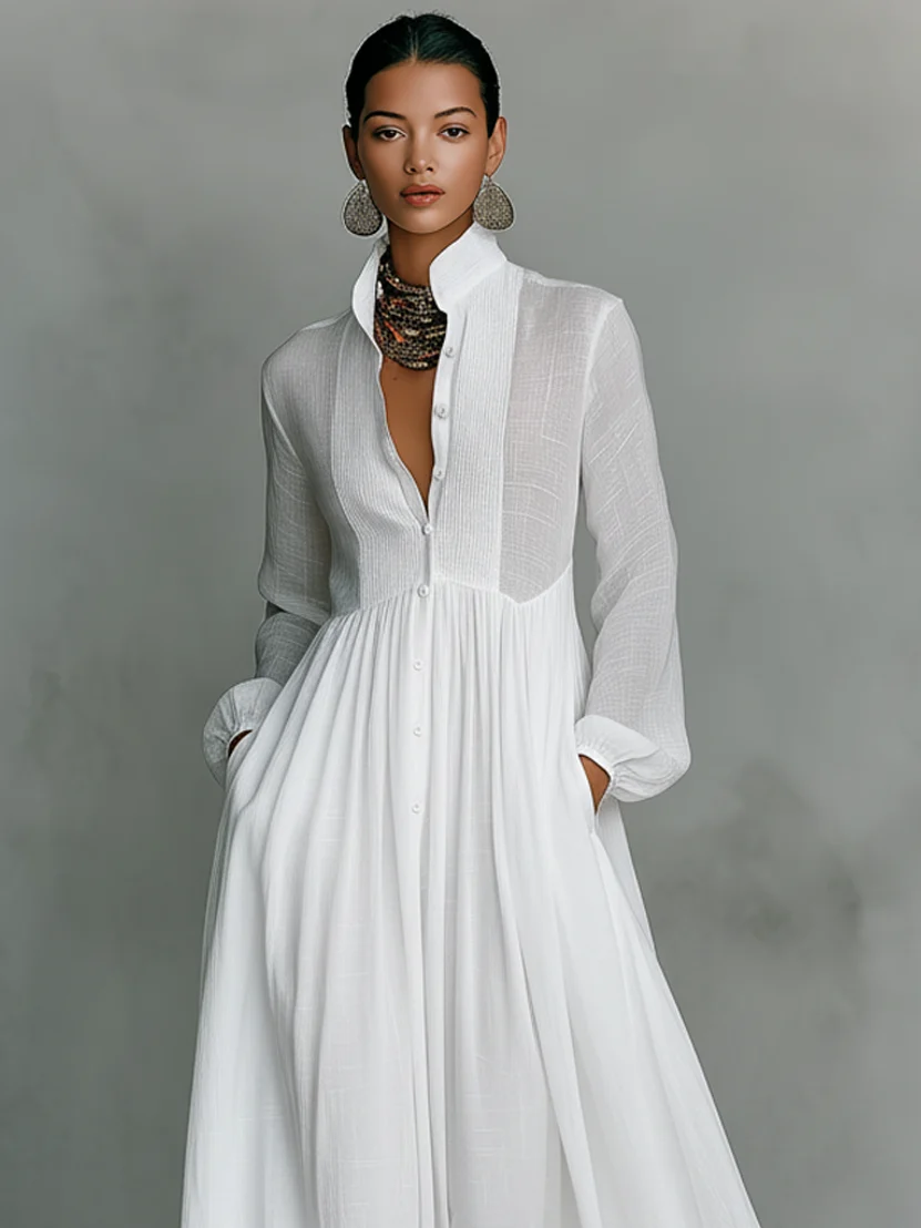 Vestido Maxi de Algodón y Lino con Patchwork - Lina - Imagen 5