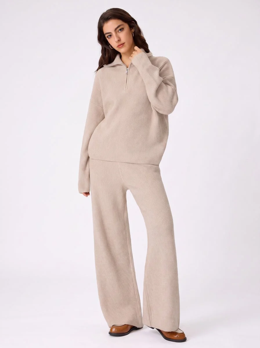 Ribbed Half Zip Sweater Set - Imagen 2