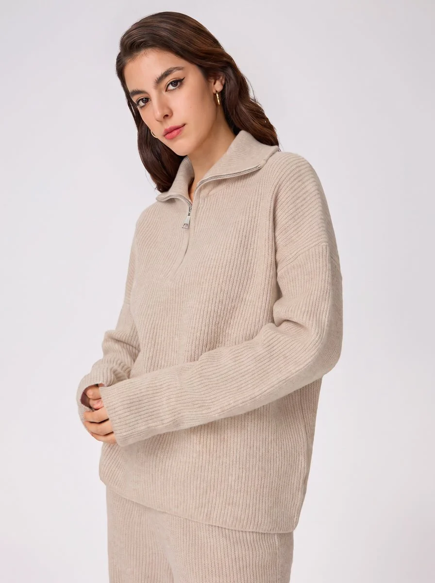 Ribbed Half Zip Sweater Set - Imagen 6