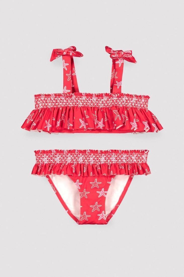 Bikini Infantil Estampado Estrellas con Volantes y Lazadas | Ref. 95155
