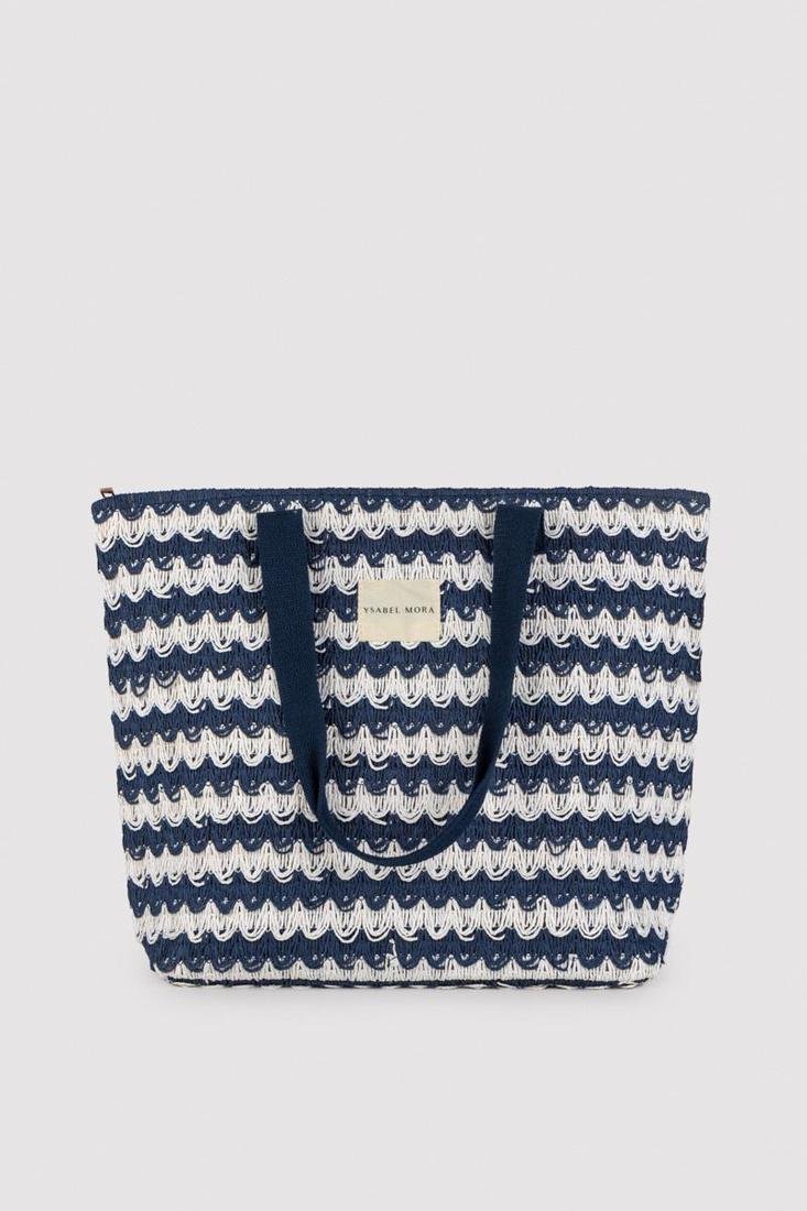 Bolso de Playa Ysabel Mora 86294 | Tejido con Textura y Cierre de Cremallera (46×34 cm)