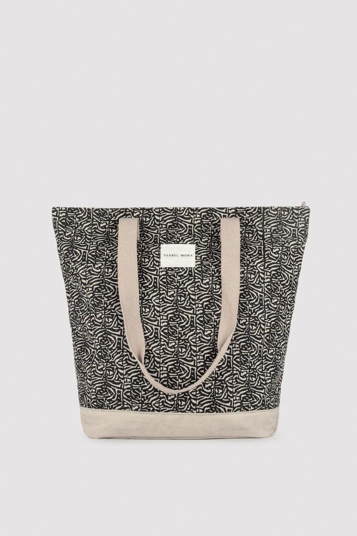 Bolso de Playa Ysabel Mora 86298 | Algodón Natural Estampado con Base Rígida - Imagen 2