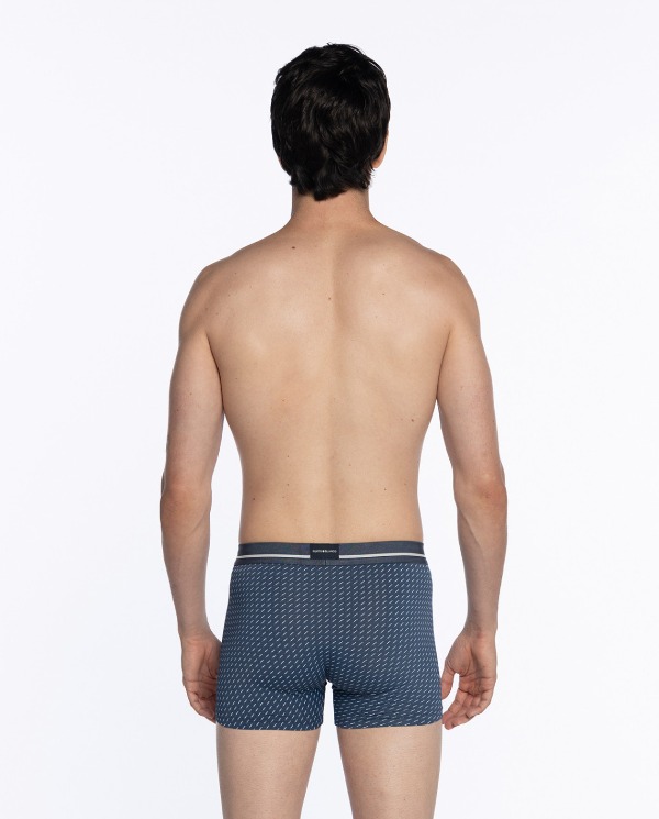 Calzoncillo Bóxer Punto Blanco Deep de Microfibra Transpirable – Estampado Azul. 33689 - Imagen 3