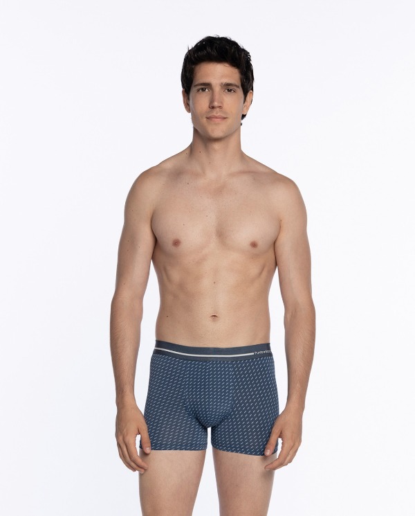Calzoncillo Bóxer Punto Blanco Deep de Microfibra Transpirable – Estampado Azul. 33689 - Imagen 2
