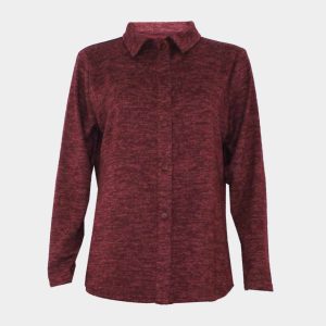 Blusa mujer de punto cuello camisero con botones en color liso