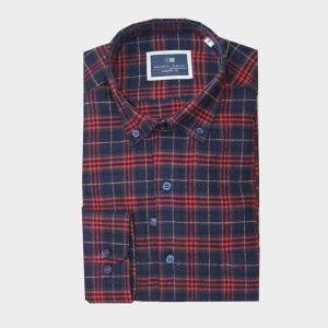 Camisa de hombre FRANELA cuadros marino y rojo