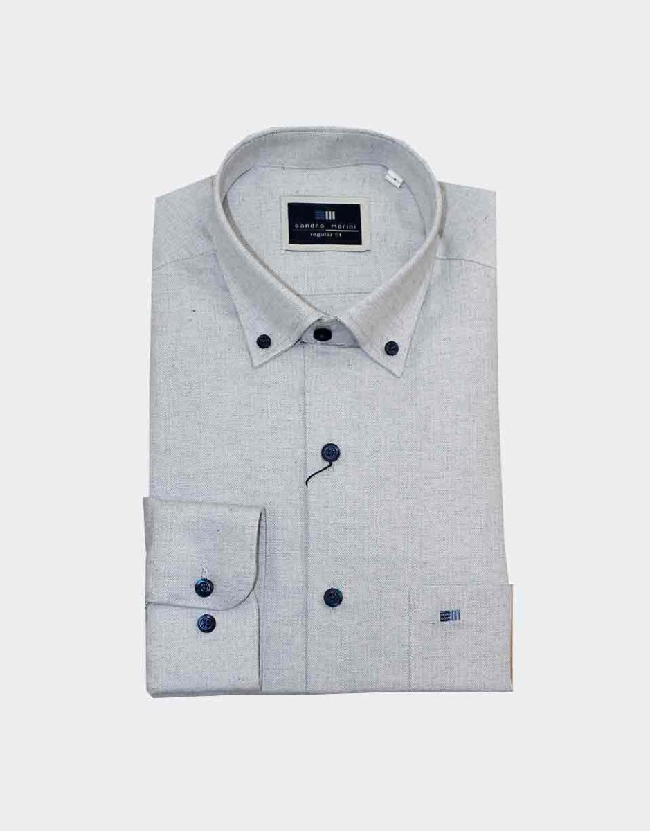 Camisa de hombre manga larga VIELLA lisa pequeña espiga - Imagen 2