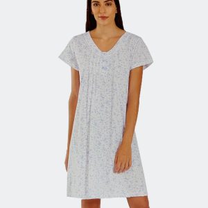 Camisón punto mujer con abertura de 3 botones estampada en ramilletes de colores