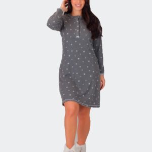 Camisón mujer punto manga larga abertutra cuatro botones estampado estrellas