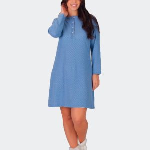 Camisón mujer punto felpa abertura con botones punto jacard a rombos