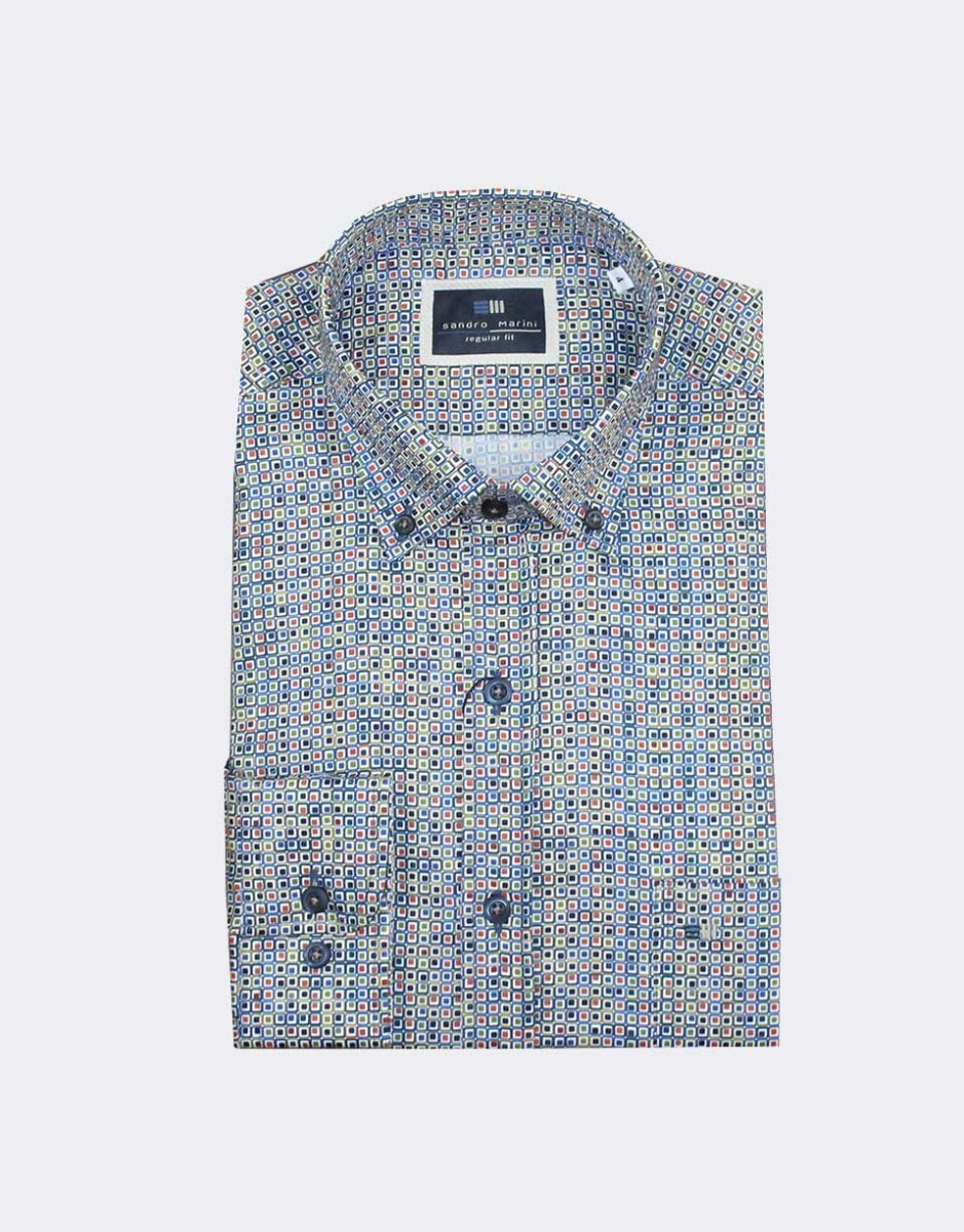 Camisa hombre tela fina manga larga a cuadraditos de colores - Imagen 2