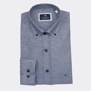 Camisa hombre tela fina manga larga, semiliso ‘oxford’