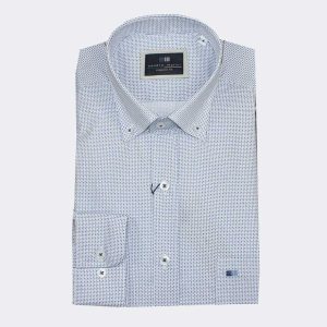 Camisa hombre fina manga larga, estampado muestra pequeña