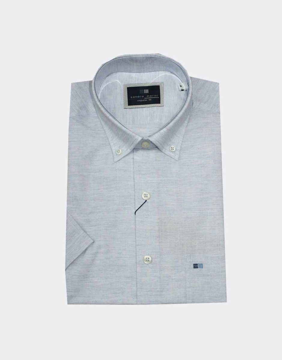 Camisa hombre manga corta semi lisa efecto ‘lino’ - Imagen 2